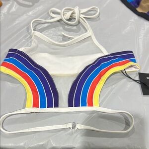 PDWomen's Rainbow Stripe Bikini Top